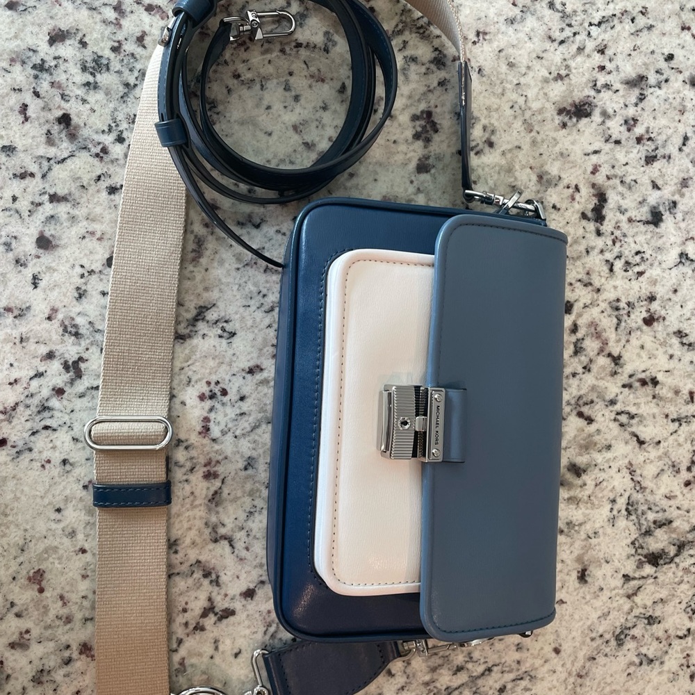 Blue and White Crossbody Bag